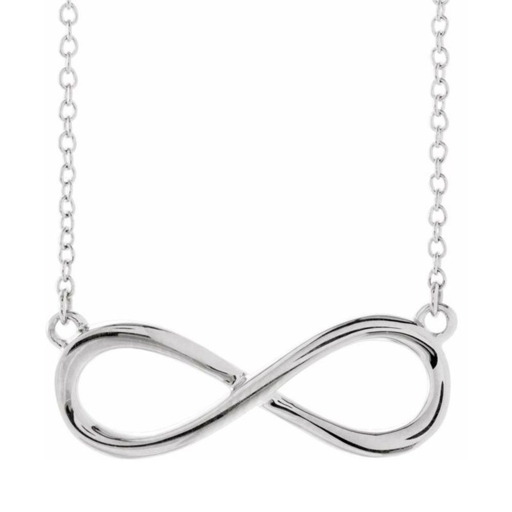 14k White Gold Polished Infinity Necklace, 16-18 Inch